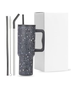 Tumbler with lid and Straw 1200ML Cup Stainless Steel Vacuum Insulated Tumbler for Water, Iced Tea or Coffee 1.2L Office Gym Travelling Black Paint