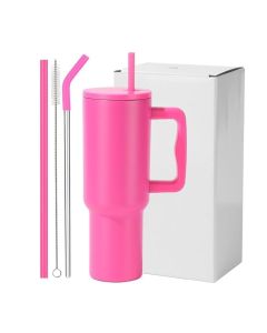 Tumbler with lid and Straw 1200ML Cup Stainless Steel Vacuum Insulated Tumbler for Water, Iced Tea or Coffee 1.2L Office Gym Travelling Dark Pink