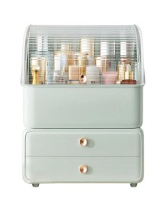 Plastic Makeup Organizer Storage Box with Drawers &ndash; Cosmetic Organizer Stand for Girls, Drawers & Vanity Use &ndash; Stylish Makeup Organizer for Drawer & Gift Purpose Green