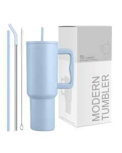 Tumbler with lid and Straw 1200ML Cup Stainless Steel Vacuum Insulated Tumbler for Water, Iced Tea or Coffee 1.2L Office Gym Travelling Light Sky Blue