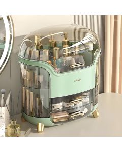 Multi-Function Makeup Box Dustproof Cosmetic Storage Box,Cosmetics Products Jewelry Organizer Case Finishing Box Bedroom Bathroom Desktop,Portable OrganizersGreen,Plastic