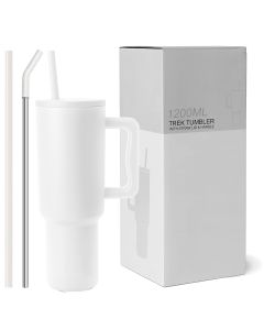 Tumbler with lid and Straw 1200ML Cup Stainless Steel Vacuum Insulated Tumbler for Water, Iced Tea or Coffee 1.2L Office Gym Travelling White Coconut Cloud