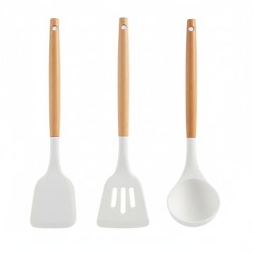 Silicone Spatula Set – Non-Stick, Heat-Resistant Spatulas for Cooking & Baking – Flexible, BPA-Free, Easy to Clean – Wooden Handle for Comfort, Set of 3