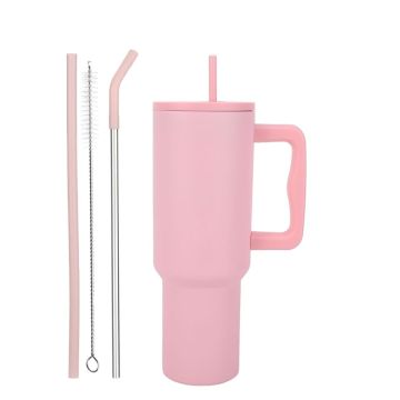 Tumbler with lid and Straw 1200ML Cup Stainless Steel Vacuum Insulated Tumbler for Water, Iced Tea or Coffee 1.2L Office Gym Travelling Light Pink