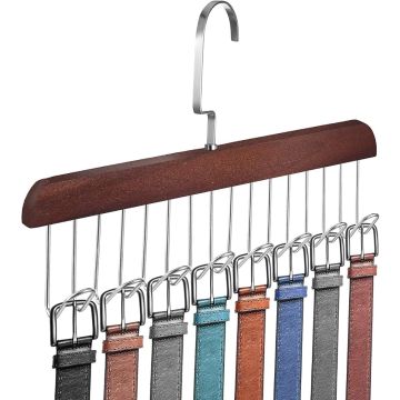 Wooden Hanger - Multipurpose Adjustable 8 Hooks Closet Wooden Hanger for Lingerie, Belt, Scarf, Tie, Garments, Perfect Storage Holder Organizer Hangers for Wardrobe and Cupboard (28X19CM, 1)