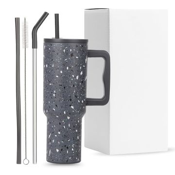 Tumbler with lid and Straw 1200ML Cup Stainless Steel Vacuum Insulated Tumbler for Water, Iced Tea or Coffee 1.2L Office Gym Travelling Black Paint