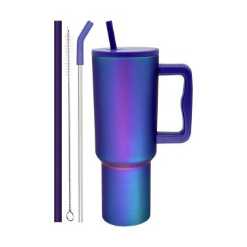 Tumbler with lid and Straw 1200ML Cup Stainless Steel Vacuum Insulated Tumbler for Water, Iced Tea or Coffee 1.2L Office Gym Travelling Blue ARORA