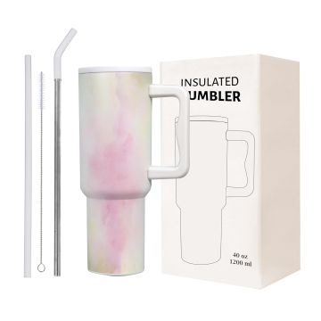 Tumbler with lid and Straw 1200ML Cup Stainless Steel Vacuum Insulated Tumbler for Water, Iced Tea or Coffee 1.2L Office Gym Travelling Skin Multi
